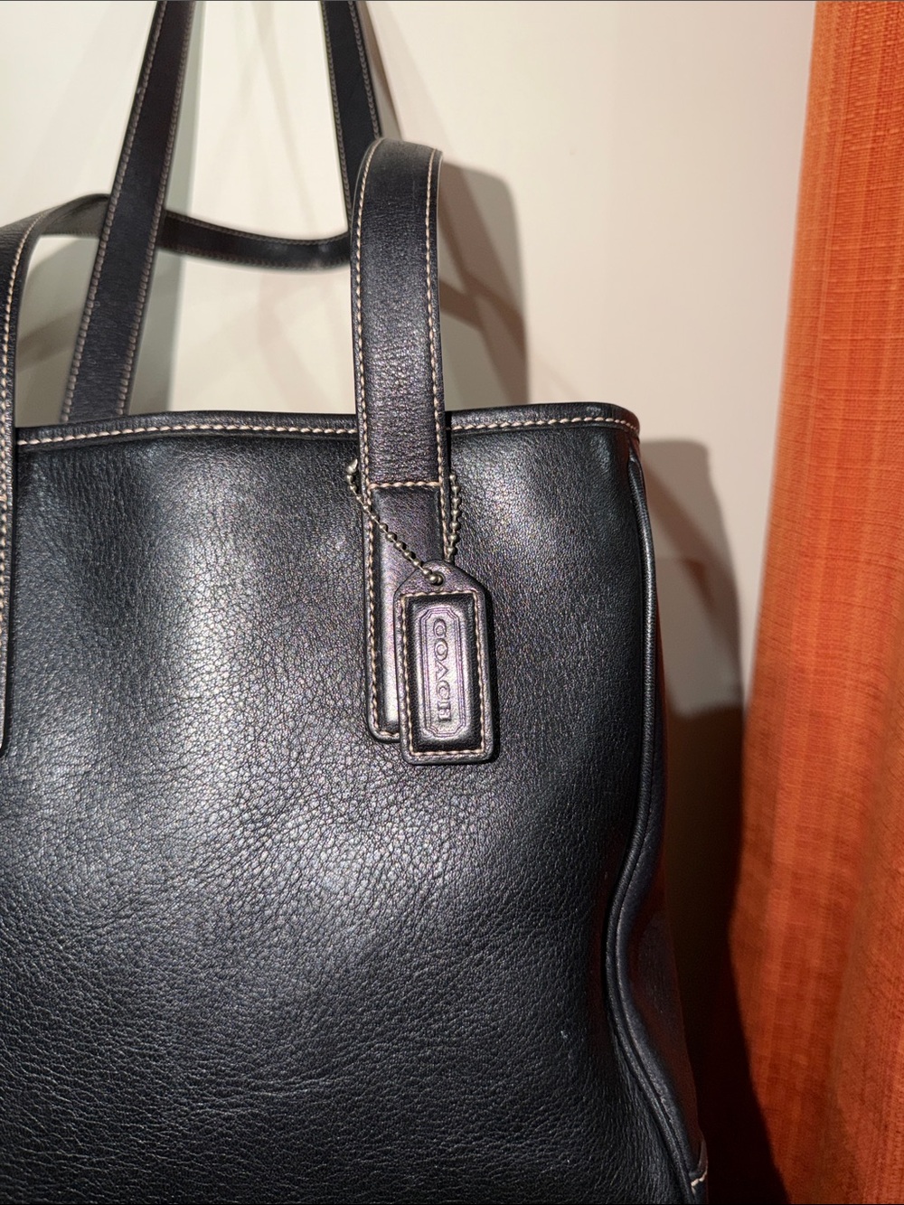 ‼️Vintage Coach Black Leather Hampton Tote Shoulder Bag - Picture 3 of 14